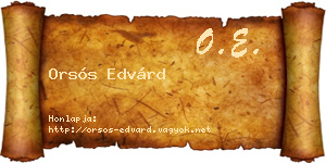 Orsós Edvárd névjegykártya